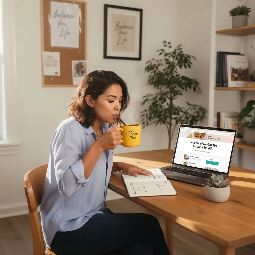 Gyógyteás csésze, amelyből ízletes és gyulladáscsökkentő tea gőzölög.