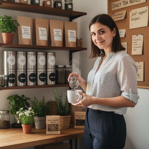 Egy bögre meleg tea, mellette természetes összetevők, mint a kurkuma és a citromfű.